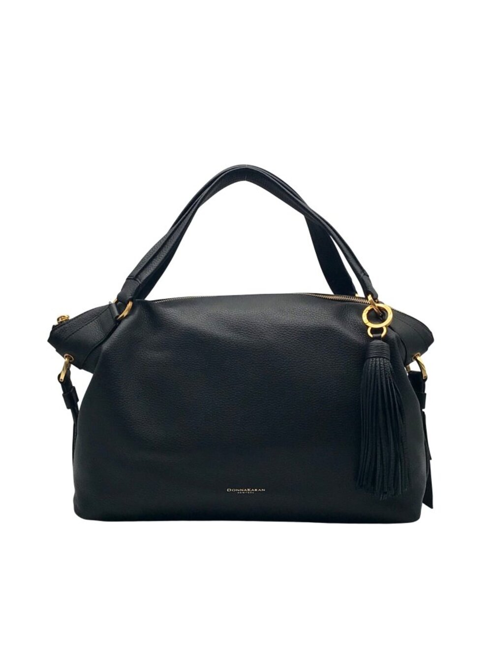 Donna Karan Black Pebbled Leather Glenwood Shoulder Bag